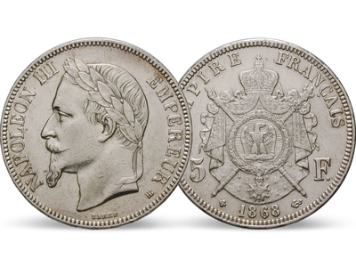 Frankreich 5 Francs 1861-1870 Napoleon III. m. Kranz