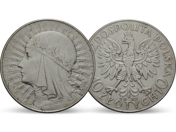 10-Zlotych-Münze mit dem Kopf der Republik.
