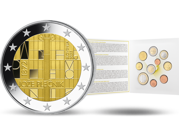 Slowenien 2022: 2 Euro-Gedenkmünze und Kursmünzensatz 