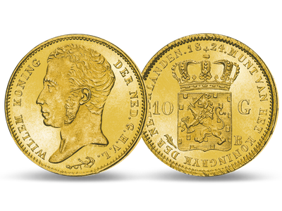 Gold-Rarität aus den Niederlanden: 10 Gulden 1818-1840 Wilhelm I.