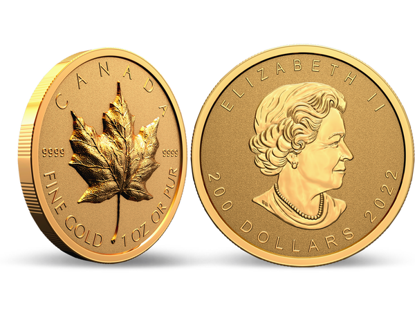 Kanada 2022: Erste 1-Unzen-Gold Maple Leaf-Münze mit Ultra-Hochrelief