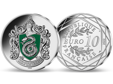 Magisches Highlight für jede Sammlung: die neue offizielle 10-Euro-Silber-Gedenkmünze Frankreichs „HARRY POTTER™ – Slytherin™“ 2022 mit brillanter Farbveredelung!