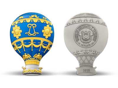 Die erste 2-Unzen-Silbermünze der Welt in der Form eines Heißluftballons!