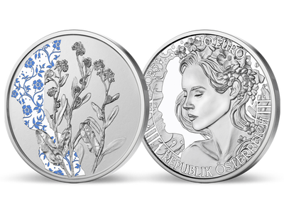 Österreich 2023: 10 Euro-Silbermünze "Das Vergissmeinnicht" - PP
