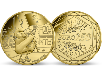Paris 2024: Frankreichs offizielle Gold-Euromünze „Olympische Flagge“!