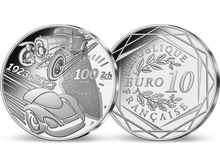 Die offizielle 10-Euro-Silber-Gedenkmünze aus Frankreich zum 100. Jubiläum des 24-Stunden-Rennens von Le Mans