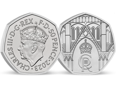50-Pence Gedenkmünze zu Ehren der Krönung von König Charles III.