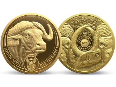 Südafrika 2023: 1 Unze Goldmünze "Büffel" - Big Five Serie 2