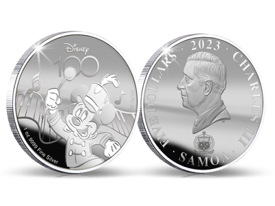 Die offizielle Disney100™ 1 Unze Mickey Mouse Silber Bullion
