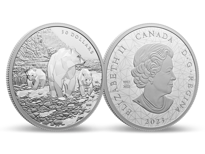 Kanada 2023: Fein-Silbermünze "Tierfamilie Grizzlybären" - PP