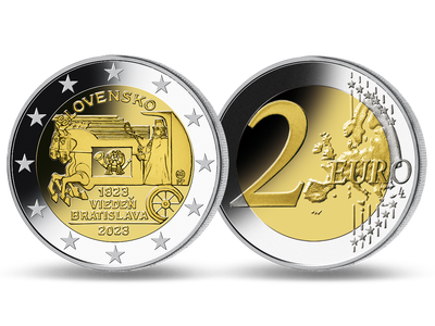 Slowakei 2023: 2-Euro-Gedenkmünze "200 Jahre Pferde-Expresspost"