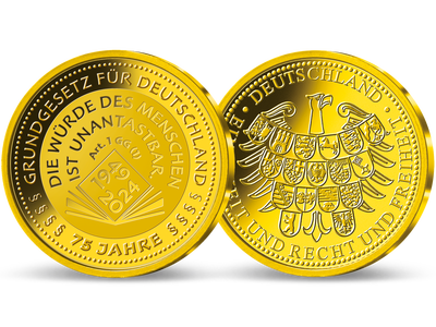 75 Jahre Grundgesetz 2024 – gewürdigt in massivem Gold (585/1000)!