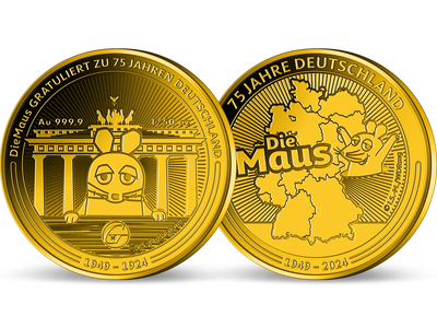 Gold-Gedenkprägung „DieMaus gratuliert zu 75 Jahren Deutschland“