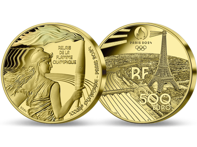 Frankreichs 5-Unzen-Gold-Gedenkmünze „Olympische Fackel“ zu Paris 2024