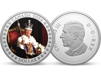 Offizielle Silber-Gedenkmünze zum 1. Jahrestag Krönung König Charles III.