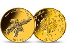 Die ofﬁzielle deutsche 20-Euro-Goldmünze 2012 „Fichte