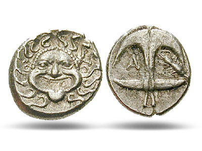 Silbermünze mit dem Motiv der Medusa – Thrakien Drachme 410-350 v. Chr.