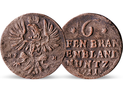 6 Pfennig des ersten Preußen-Königs − Preußen, 6 Pfennig Kupfer 1703-1711