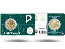 Die grüne Münzkarte mit der offiziellen 2-Euro-Gedenkmünze aus Frankreich 