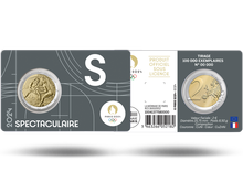 Die graue Münzkarte mit der offiziellen 2-Euro-Gedenkmünze aus Frankreich 