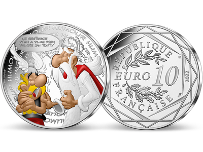 Collection des monnaies françaises en argent «Astérix et les Euros», avec en première livraison la monnaie «Humour»