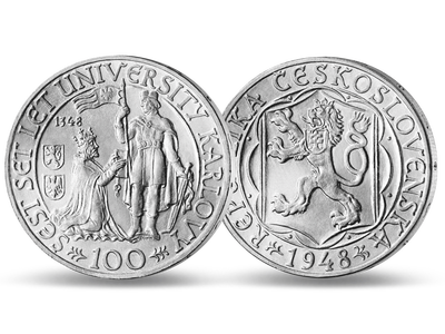 Erste Uni Mitteleuropas – Tschechoslowakei 100 Kronen 1948