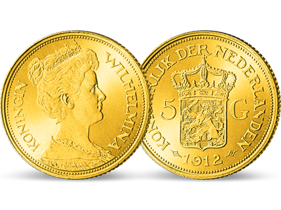 Wilhelminas einzige 5-Goldgulden − Niederlande, 5 Gulden 1912