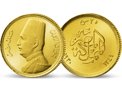 Fuad, der erste König Ägyptens − Fuad I., 20 Piaster Gold 1929-1930
