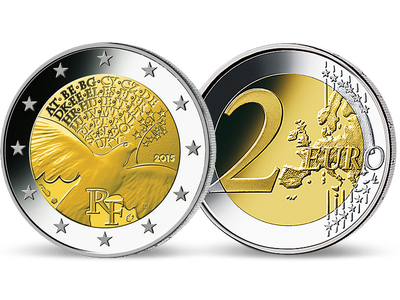 Collection: Les 2 Euros commémoratives, votre première livraison « 70 ans de la paix en Europe » ! Votre cadeau : la 2 Euros française offerte « Chêne » 2022