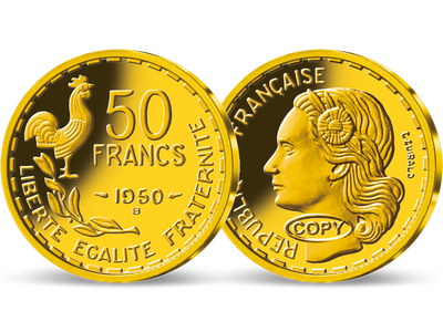 Réplique de la monnaie en Or «50F Guiraud»