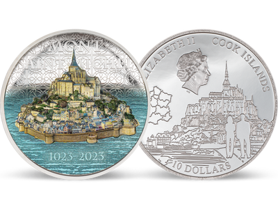Monnaie en argent pur « Le Mont-Saint-Michel » Îles Cook 2023