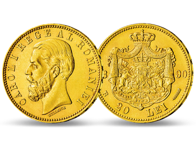 Gold des ersten Königs von Rumänien − Carol I., 20 Lei 1883/1890