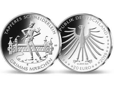 Die dritte 20-Euro-Silbergedenkmünze des Jahrgangs 2019 'Tapferes Schneiderlein'