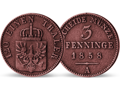 Die Ablehnung der Kaiserkrone – Preußen 3 Pfennig 1841-1860
