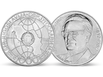 Jugoslawien ehrt den Staatsgründer − 1000 Dinara Silber 1980