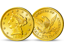 Die 2 1/2-Dollar-Goldmünze mit beliebtem 