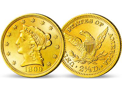 Echter Goldschatz - USA 2 1/2 Dollar 1840-1907 
