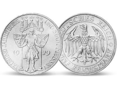Seltene 5-Reichsmark-Silbermünze 1000 Jahre Burg und Stadt Meißen