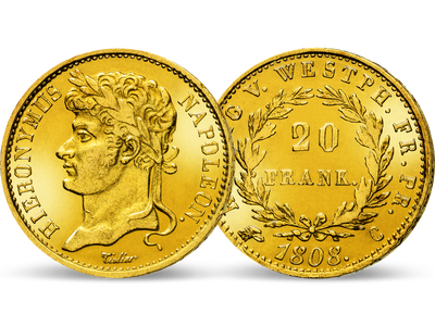 Napoleons jüngster Bruder in Gold – Westphalen 20 Franken 1808-1813