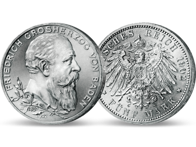 Deutsches Reich / Baden 5 Mark 1902 Großherzog Friedrich I.