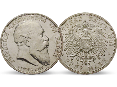 Deutsches Reich / Baden 5 Mark 1907 Großherzog Friedrich I.