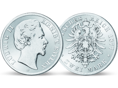 Deutsches Reich / Bayern 2 Mark 1876-1883 König Ludwig II.