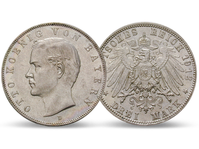 Deutsches Reich / Bayern 3 Mark 1908-1913 König Otto