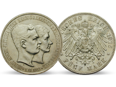 Deutsches Reich 5 Mark 1915 Herzogpaar von Braunschweig und Lüneburg