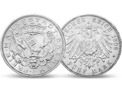 Bremens letzte Silbermünze 5 Mark 1906