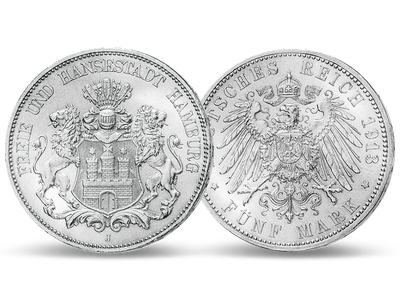 Hamburgs letzte 5 Mark in Silber − Hamburg 5 Mark 1891-1913