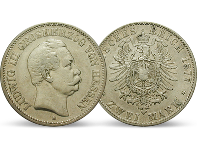 Deutsches Reich / Hessen 2 Mark 1876-1877 Großherzog Ludwig III.