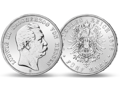 Die ersten 5-Mark-Silber aus Hessen − Ludwig III. 5 Mark 1875-1876