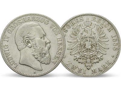 Deutsches Reich / Hessen 2 Mark 1888 Großherzog Ludwig IV.