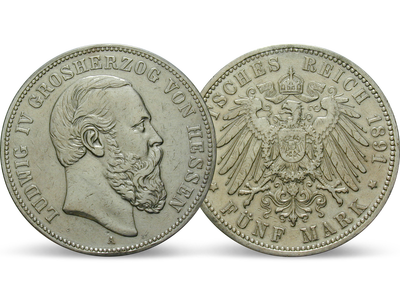 Deutsches Reich / Hessen 5 Mark 1891 Großherzog Ludwig IV.